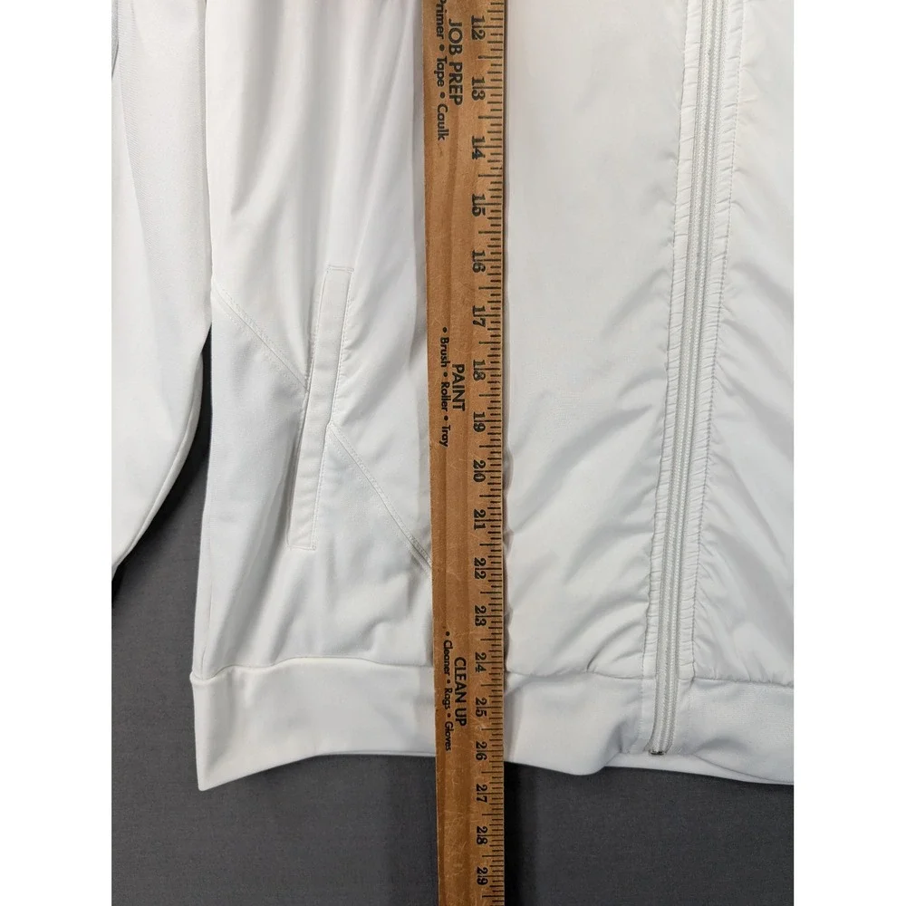 Adidas Climalite Track Jacket White Silver 3-Stripes Full Zip Mens Size L 5683